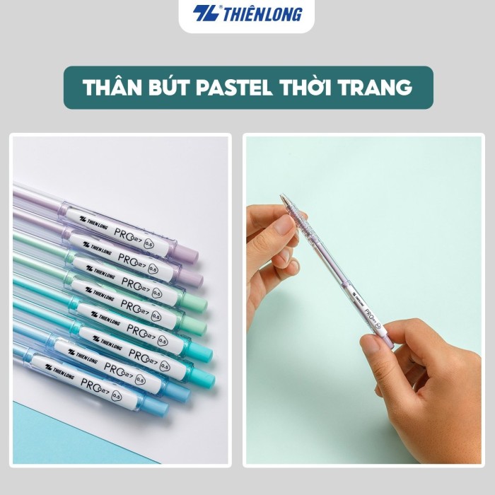  Tên sản phẩm: Bút Gel Thiên Long PRC-027 – Ngòi 0.5mm, Thân Pastel Thời Trang, Mực Gel Trơn Mượt