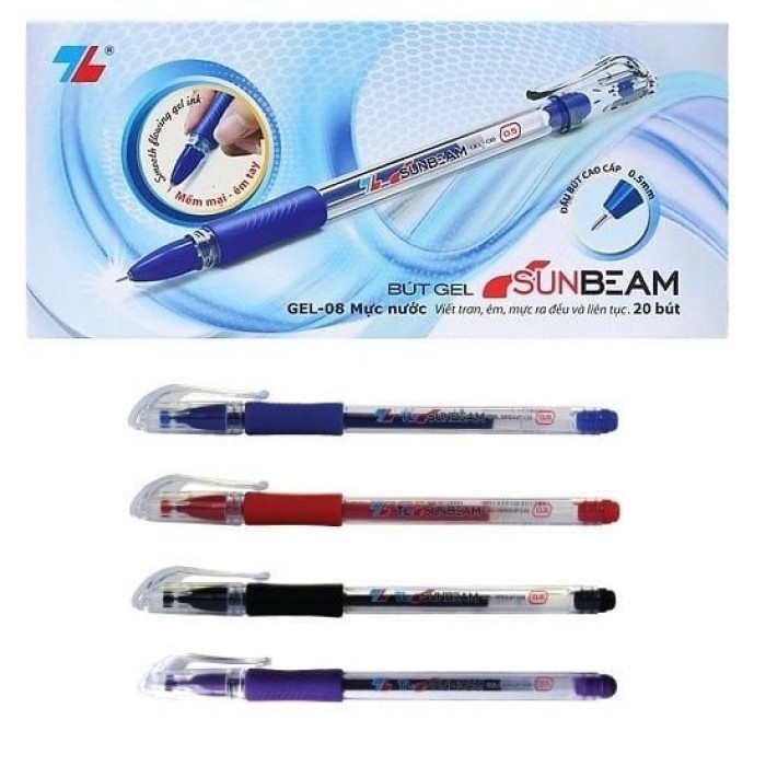Bút Gel Sunbeam GEL-08 – Mực Nước, Viết Êm Trơn, Ngòi 0.5mm