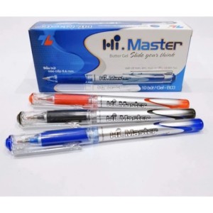 Bút Gel Hi.Master Nắp Đậy – Mực Đều, Viết Êm, 3 Màu Đen Đỏ Xanh