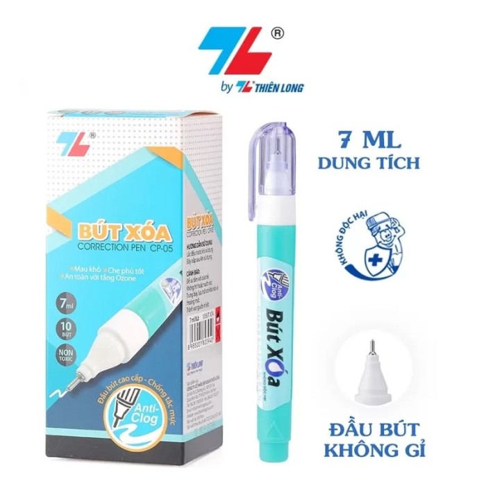 Bút Xóa Thiên Long CP-05 – Đầu Lăn Kim Loại, Xóa Chính Xác, Nhanh Khô