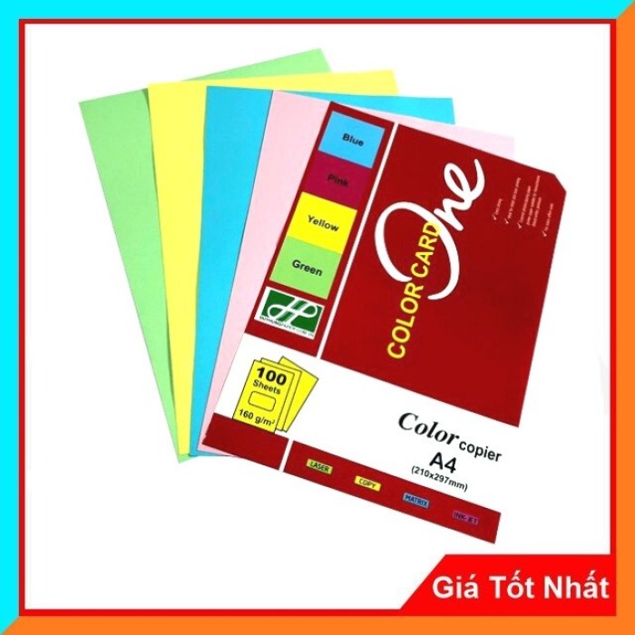 Bìa Màu One Color Card 160gsm – 100 Tờ, Đa Màu Cao Cấp