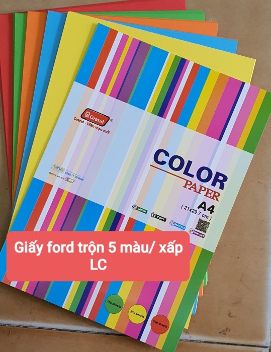 Giấy Màu A4 Trộn 5 Màu – 250 Tờ, Giấy Màu Định Lượng Chuẩn Cho In Ấn, Học Tập, Thủ Công