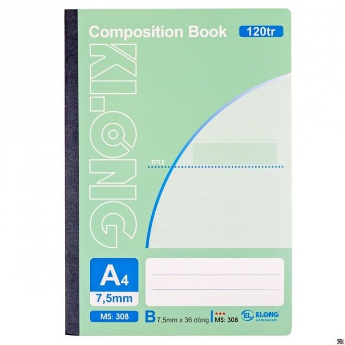 Sổ Klong A4 – 120 Trang MS 308 Bìa Mềm Gáy Keo Giấy Dày Mịn Kẻ Ngang Chuẩn