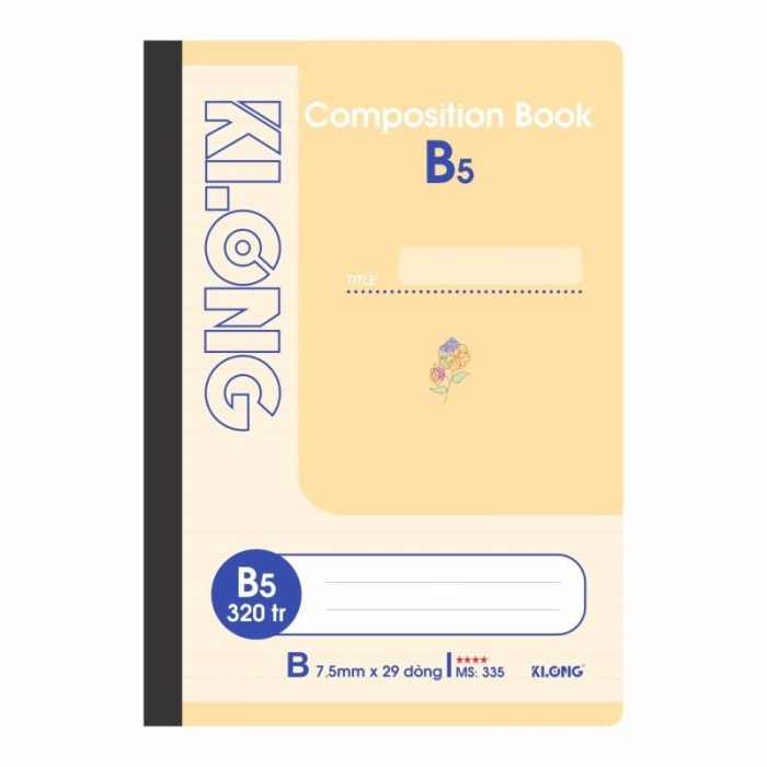 Sổ Klong B5 – 320 Trang MS 335 Gáy Keo Bìa Mềm Giấy Dày Mịn Kẻ Ngang Chuẩn