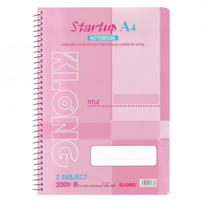Sổ Lò Xo Klong A4 MS 380 – 200 Trang Kẻ Ngang 7mm Bìa Cứng Chống Lem Mực