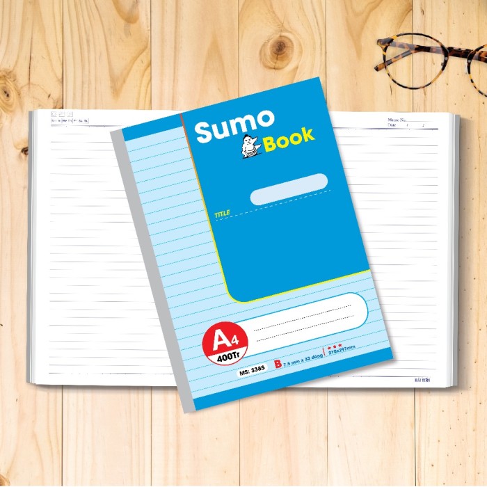 Sổ Kẻ Ngang A4 Sumo MS 3385 – 400 Trang Bìa Cứng Giấy Trắng Mịn Kẻ Rõ Nét
