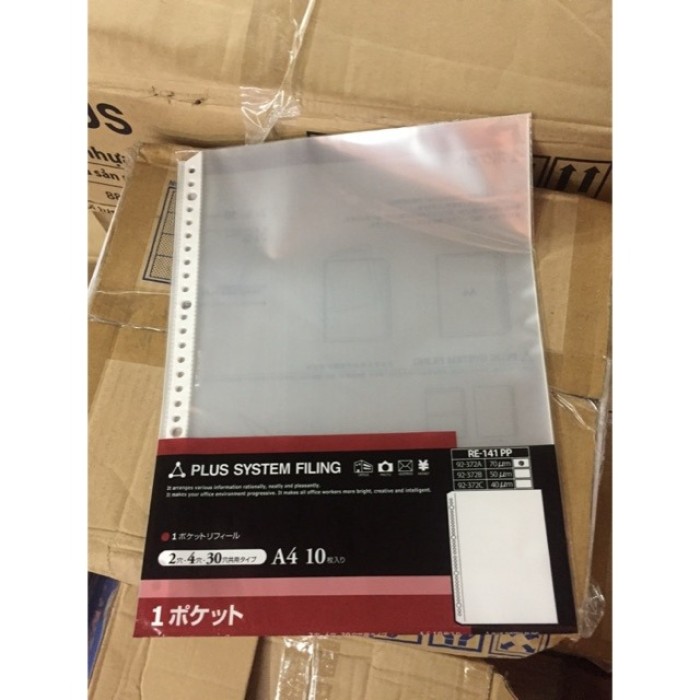 Sơ Mi Lỗ Plus 92-372A – Túi Đựng Tài Liệu A4 11 Lỗ Cao Cấp Trong Suốt