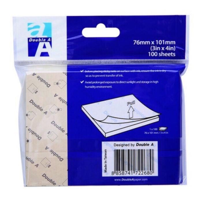 Giấy Note 3x4 Double A – Giấy Ghi Chú Tự Dính Cao Cấp, Kích Thước Trung Bình Dễ Sử Dụng