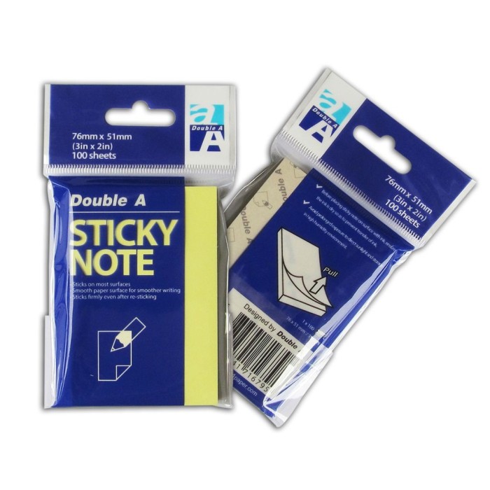 Giấy Note 2x3 Double A – Giấy Ghi Chú Tự Dính Kích Thước Nhỏ Gọn, Tiện Lợi Ghi Nhớ