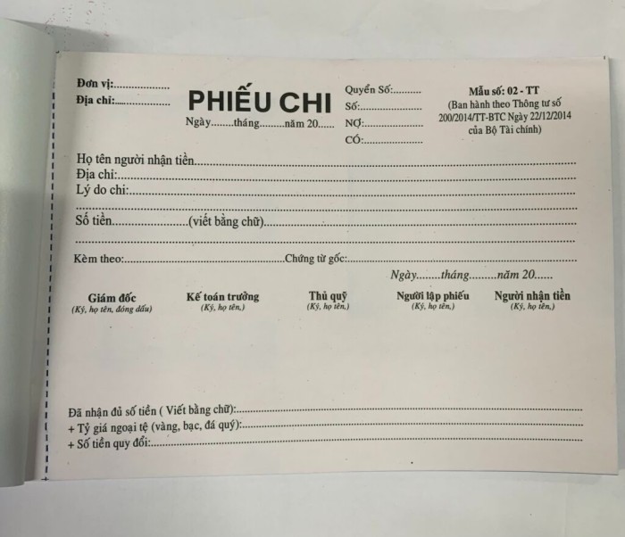 Phiếu Chi 1 Liên Chất Lượng Cao – Mẫu Mới Tiện Lợi
