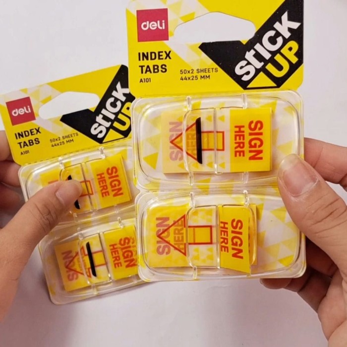 Miếng Dán Chỉ Ký Deli A101 "Sign Here" – 2 Cuộn, 44x25mm, 50 Lá/Cuộn