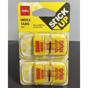 Miếng Dán Chỉ Ký Deli A101 "Sign Here" – 2 Cuộn, 44x25mm, 50 Lá/Cuộn
