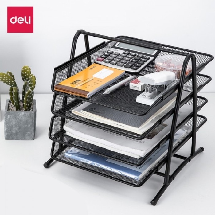 File 3 Tầng Sắt Deli 9181 – Khay Hồ Sơ Kim Loại Bền Đẹp, Chuyên Nghiệp