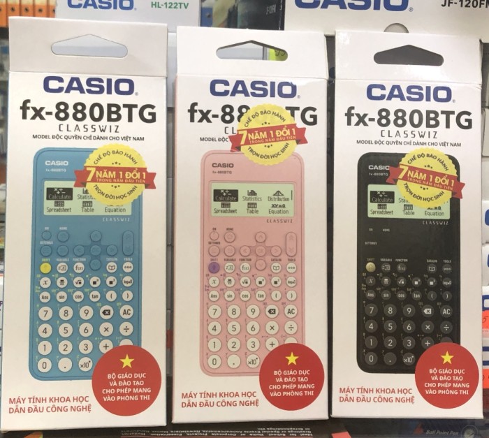 Máy Tính Học Sinh Casio FX-880BTG – 521 Chức Năng, Nhiều Màu Chính Hãng
