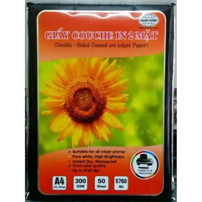 Giấy In Ảnh Bóng 2 Mặt 300gsm Mạnh Hưng – Siêu Dày, Sắc Nét, Chống Thấm Nước