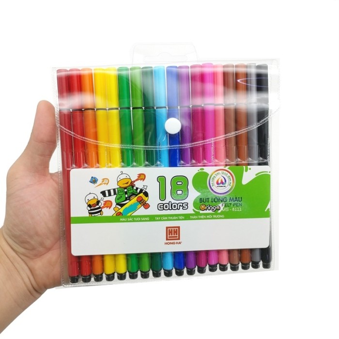 Bút Dạ Màu Hồng Hà 8111 Hộp 18 Màu