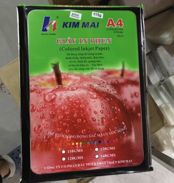 Giấy In Ảnh Bóng 1 Mặt Kim Mai ĐL 115gsm - Bề Mặt Mịn, In Rõ Nét, Tương Thích Máy In Phun