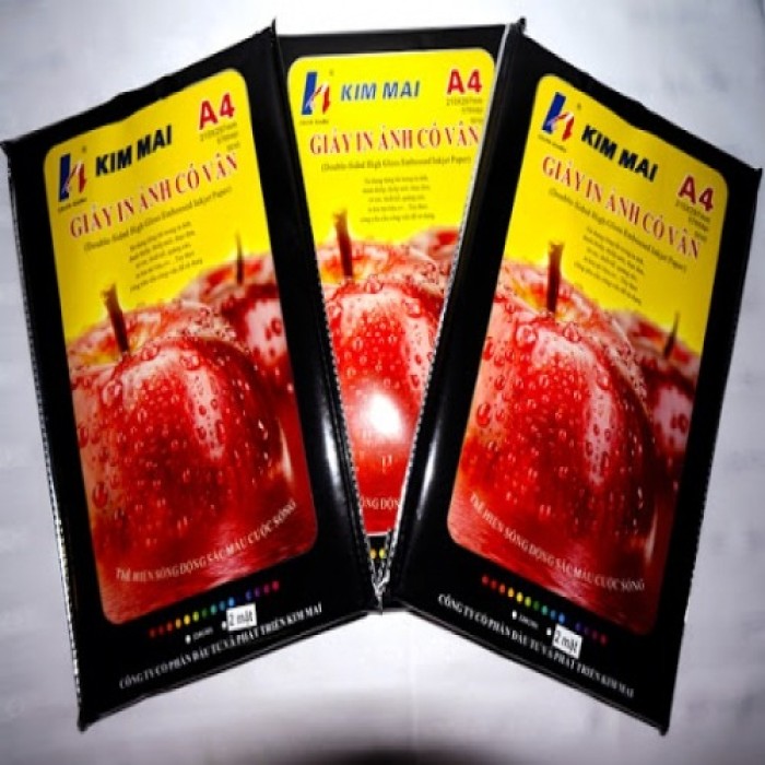 Giấy Ảnh Kim Mai A4 Vân 2 Mặt Định Lượng 220gsm – Giấy In Ảnh Hai Mặt Chuyên Nghiệp, Bề Mặt Vân Sang Trọng