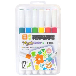 Hộp 12 Bút Dạ Màu Acrylic Marker – Màu Sắc Tươi Sáng, Đa Dụng