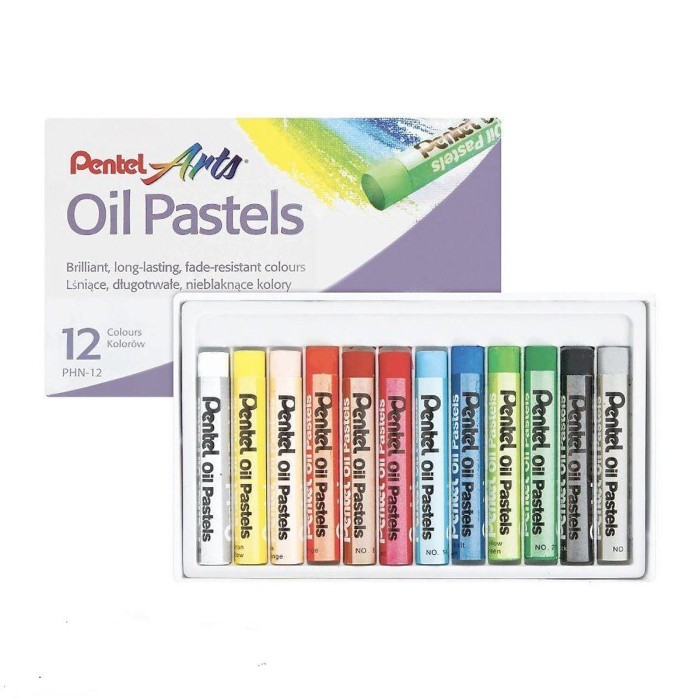 Sáp Dầu Pentel 12 Màu – Màu Sắc Tươi Sáng, Tô Mịn, Chuyên Dụng Mỹ Thuật