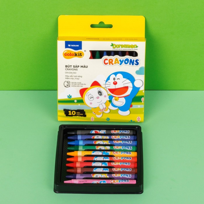 Màu Doreamon CR-C04 10 Màu – Bộ Sáp Tô Màu Cho Bé
