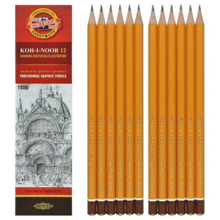 Bút Chì Tiệp Chính Hãng Koh-I-Noor 1500 – Đầy Đủ Các Độ Cứng B: HB, 2B, 3B, 4B, 5B, 6B, 7B, 8B