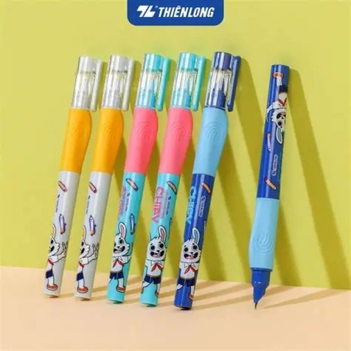 Bút Máy Chipy Thiên Long FTC-020 – Thân Vàng Sang Trọng, Mực Đen, Viết Êm Tay, Dành Cho Học Sinh Và Văn Phòng