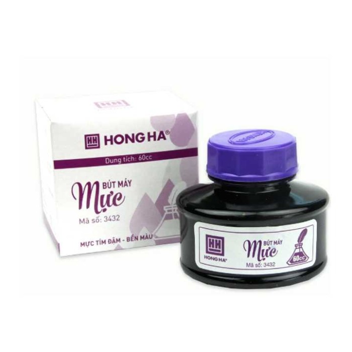 Mực Lọ Hồng Hà 3432 – Mực Bút Máy Đậm Màu, Lên Màu Đều, Chống Lem