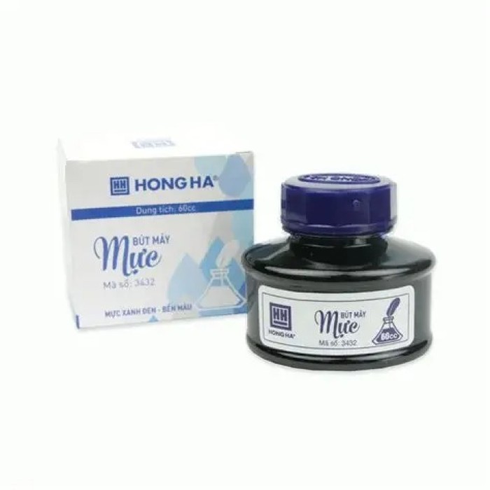 Mực Lọ Hồng Hà 3432 – Mực Bút Máy Đậm Màu, Lên Màu Đều, Chống Lem