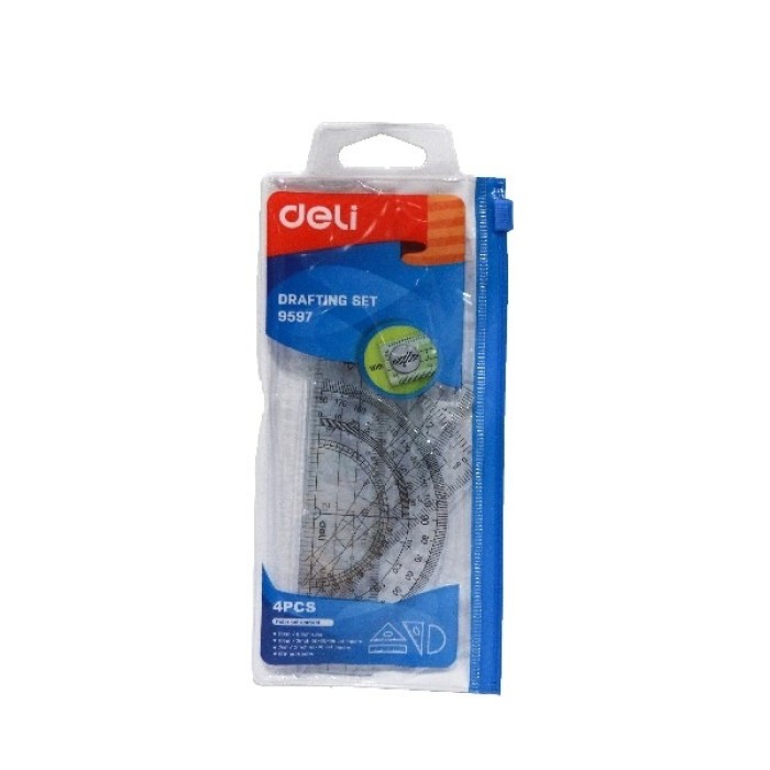 Bộ Thước Eke Deli 9597 – 4 Chi Tiết Đo Vẽ Hình Học Chính Xác