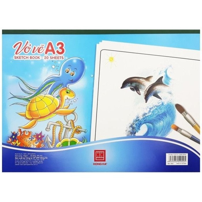 Vở Vẽ A3 – 20 Tờ | Hồng Hà 4942 | Giấy Trắng Mịn, Gáy Dán Chắc Chắn