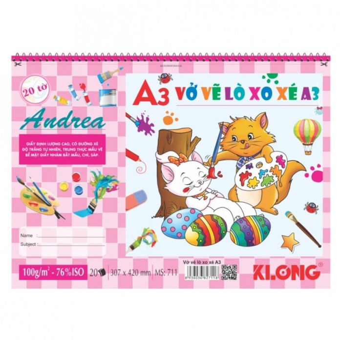 Vở Vẽ Lò Xo Xé A3 – 20 Tờ | KLong MS: 711