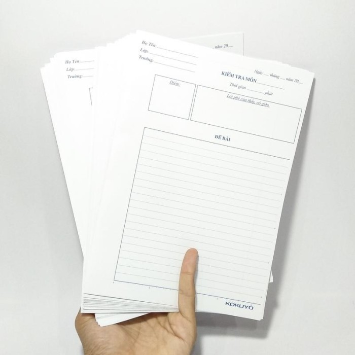 Tập Giấy Kiểm Tra TP-BM70G-30 Giấy Trắng 70gsm Chính Hãng