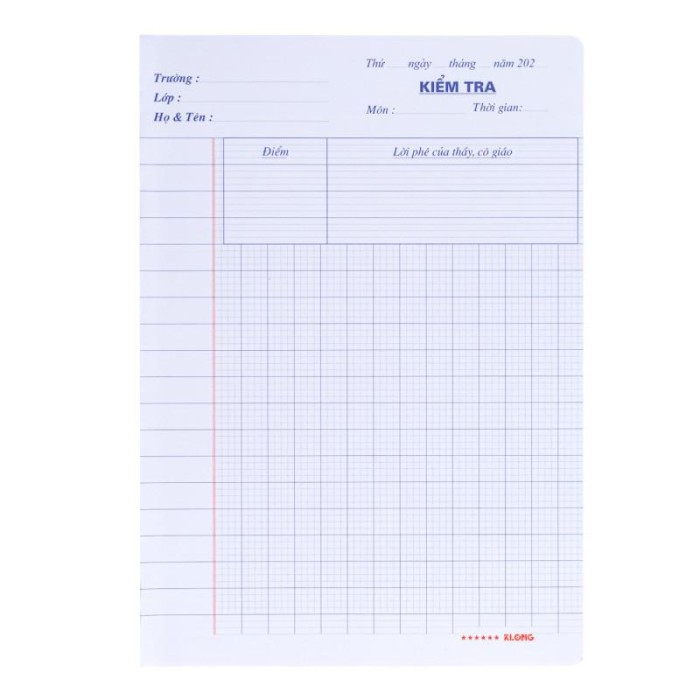 Klong Giấy Kiểm Tra Cấp 1 4 Ô Ly MS : 011 Chính Hãng Dành Cho Học Sinh Tiểu Học