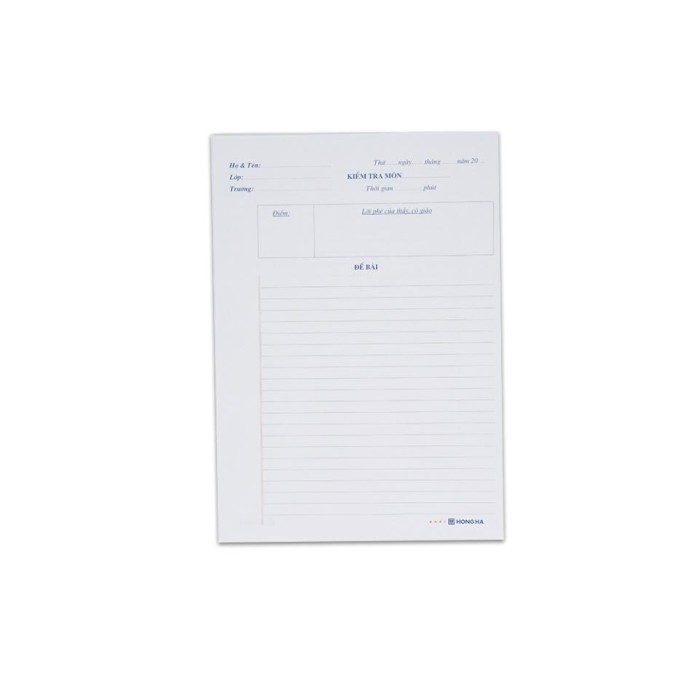 Giấy Kiểm Tra Cấp 2 Hồng Hà 4933 Kẻ Ngang Giấy Trắng Định Lượng 70gsm Chính Hãng