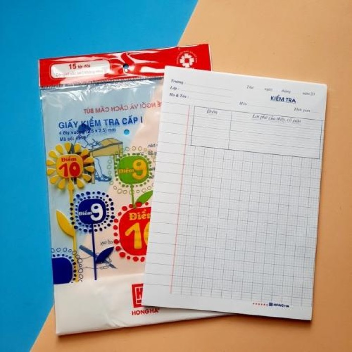 Giấy Kiểm Tra Cấp 1 Hồng Hà 4 Ô Ly Chính Hãng Dành Cho Học Sinh Tiểu Học