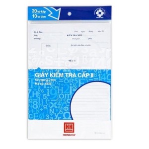 Giấy Kiểm Tra Cấp 2 Hồng Hà 4933 Kẻ Ngang Giấy Trắng Định Lượng 70gsm Chính Hãng