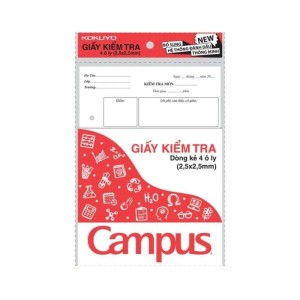 Giấy Kiểm Tra Cấp 1 Campus 15 Tờ Đôi Dòng Kẻ 4 Ô Ly 2.5x2.5mm TPBF100G Chính Hãng Cao Cấp