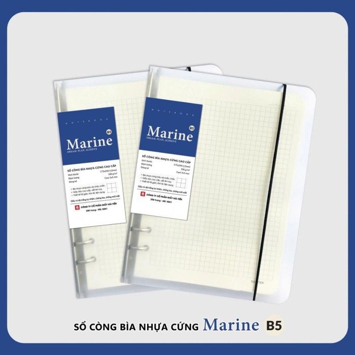 Sổ Còng Bìa Nhựa Marine B5 Hải Tiến 8878 200 Trang Giấy Vàng 100gsm Cao Cấp